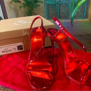 Christian Louboutin Rosalie 100 Patent Red Sandals